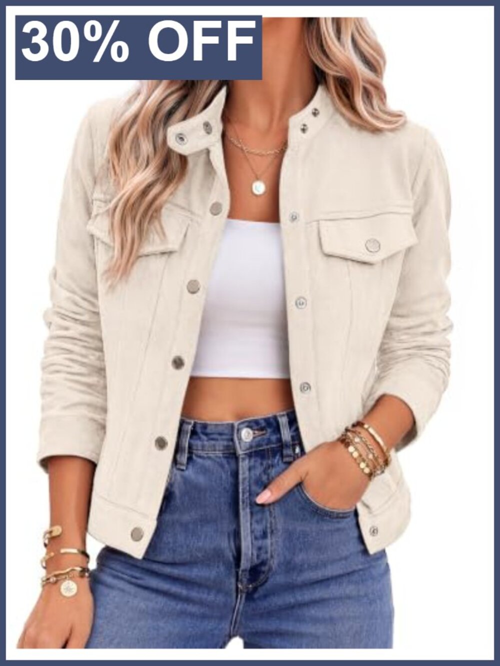 Faux Suede Cropped Jacket Snap Button Lapel Casual Fall Layer Womens